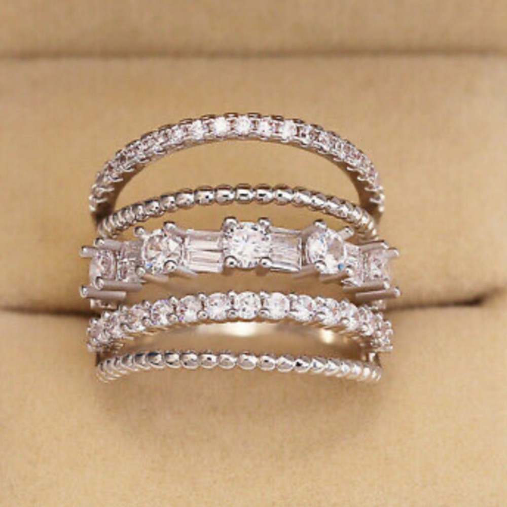 925 sterling Silver Luxury White Sapphire Ring - Picture 2 of 7